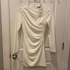 Zara white ruched dress